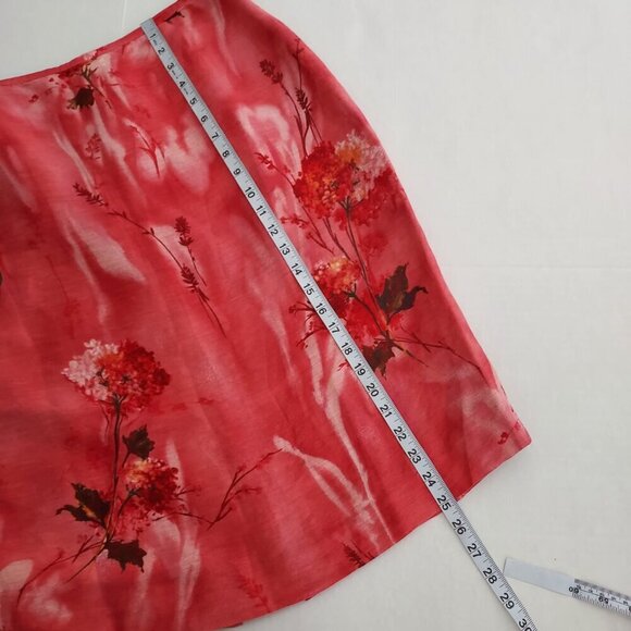 Lafayette 148 Linen/Silk Floral Pink Pencil Skirt Size 14 - Picture 9 of 10